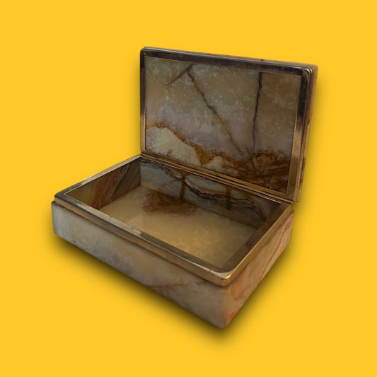 Vintage 1960s Onyx Marble Trinket Jewellery Box