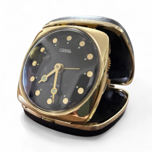 Vintage Coral Folding Alarm Clock | 1960s Japanese Travel Clock
