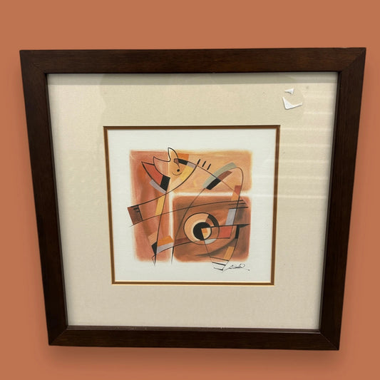 Vintage 1980s Gockel Abstract Framed Art
