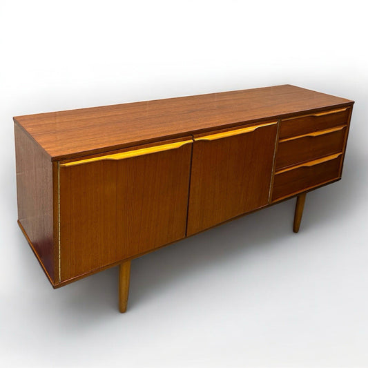 Mid Century Modern Morris Of Glasgow Teak Carved  Wood Sideboard