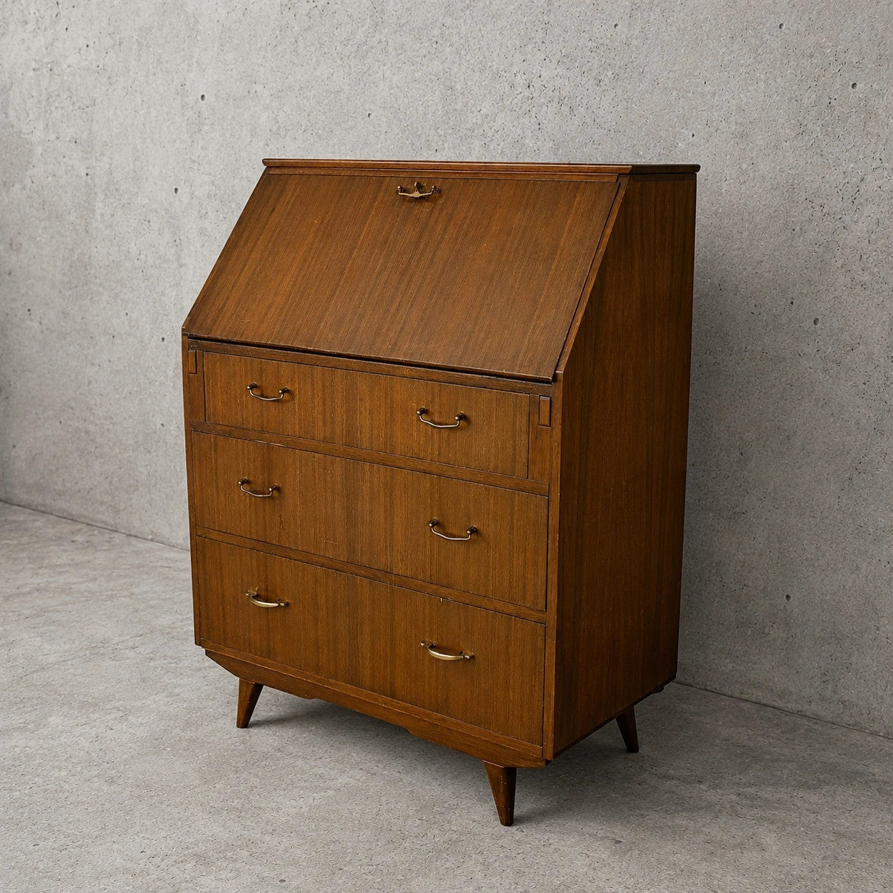 Mid Century Sutcliffe of Todmorden Walnut Bureau Writing Desk