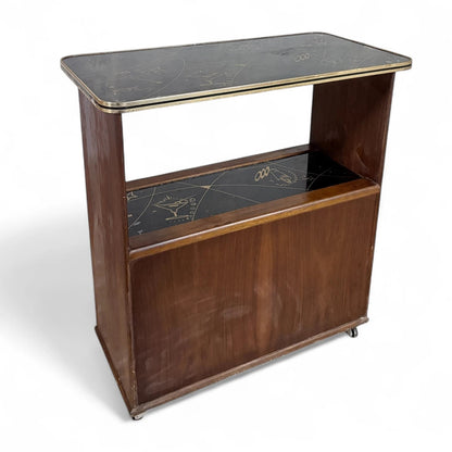 Italian Mid-Century Drinks Bar Trolley | Formica & Teak Cocktail Cabinet