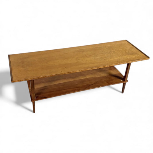 Mid Century Coffee Table - Teak Toned Hardwood Retro Living Room Centrepiece