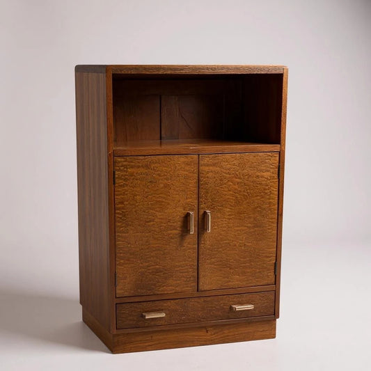 Vintage 1930s Art Deco Oak Cabinet | Small Storage Cupboard with Drawer
