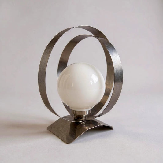 Mid Century Modern Space Age Chrome and Opaline Glass Table Lamp