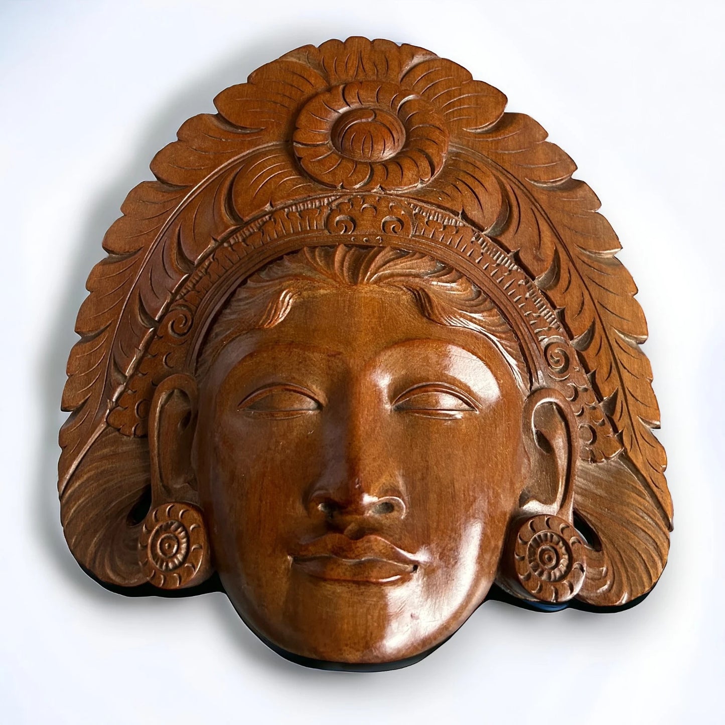 Mid Century Bali Teak Wood Woman Face Sculpture