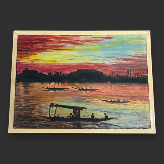 Vintage 1970 Kashmir oil painting