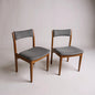 Pair of Mid Century Modern Dining Chairs – Vintage Wooden Frame Chairs with Grey Upholstered Seats