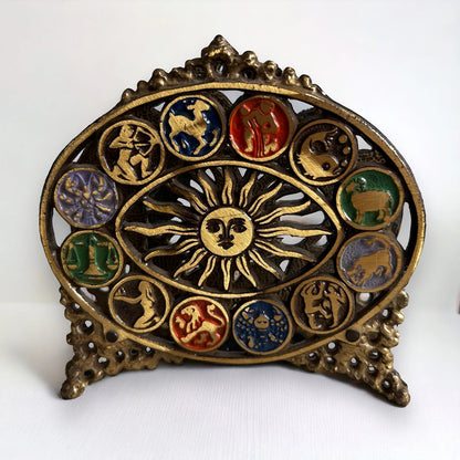 Mid century brass zodiac letter rack