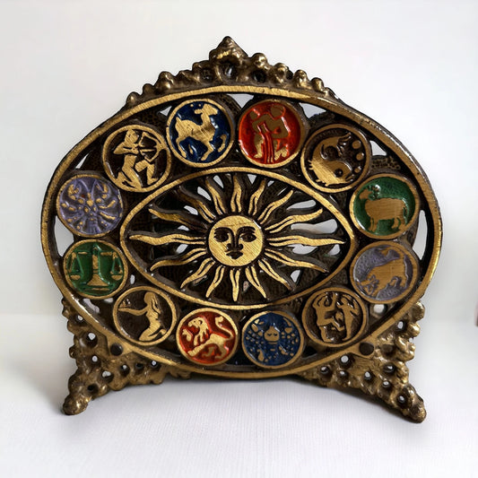 Mid century brass zodiac letter rack