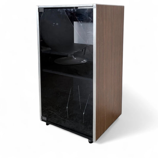 Mid-Century Hi-Fi Cabinet | Smoked Glass & Wood Media Unit | Retro Record Player Stand