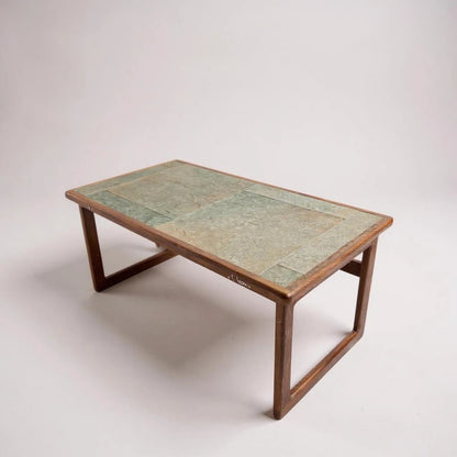 Mid Century Modern Danish Teak and Tile Brutalist Coffee Table