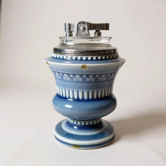 Vintage 1950s Wade Irish Porcelain Blue Tabletop Lighter