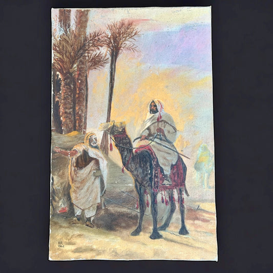 Vintage 1950s Middle Eastern oil painting
