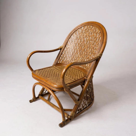 Mid Century Modern Bamboo and Rattan Farmhouse Lounge Armchair