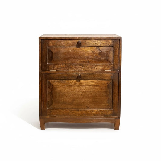 Vintage Oak Record Cabinet – Compact LP Storage Unit with Drop Front Cabinet