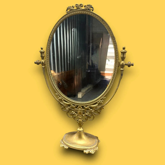 Vintage 1960s Gilt Ornate Vanity Swivel Mirror