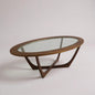 Mid Century Modern Teak Wood and Glass Oval Coffee Table