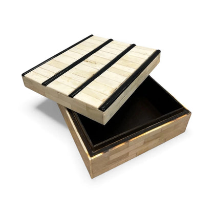 Mid-Century Bone & Ebony Inlay Decorative Box, 1960s
