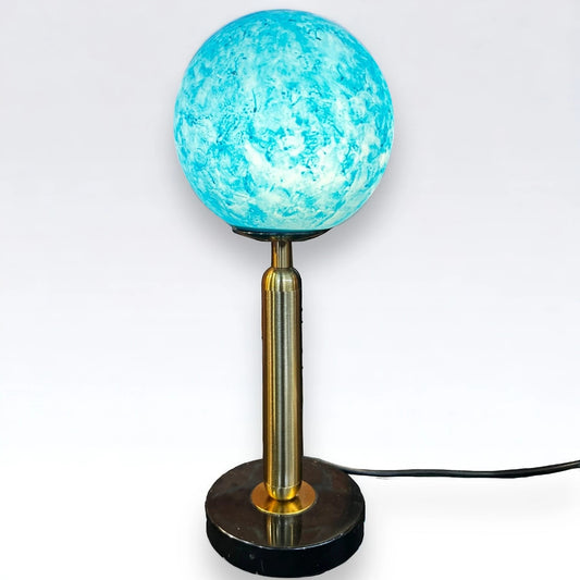 Mid Century Globe Orb Brass Table Lamp