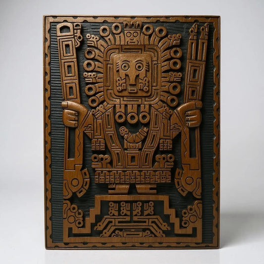 Mid Century Carved Wood Viracocha Incan Sculpture Wall Art Decor