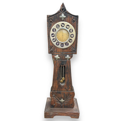 Mid Century Zodiac Carved Wood Barometer