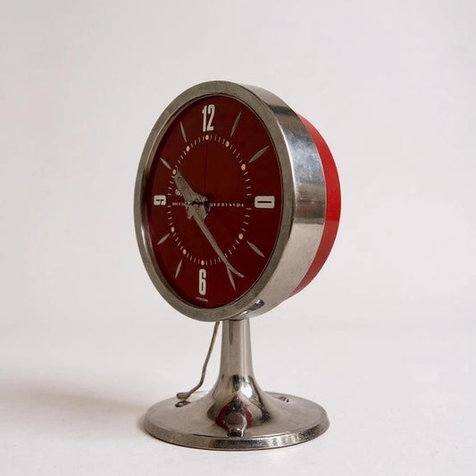 Mid Century Modern Space Age Red Big Ben Westclox Alarm Clock