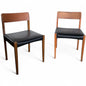 Set of Two Teak Dining Chairs | Mid-Century Modern | Black Vinyl Seats
