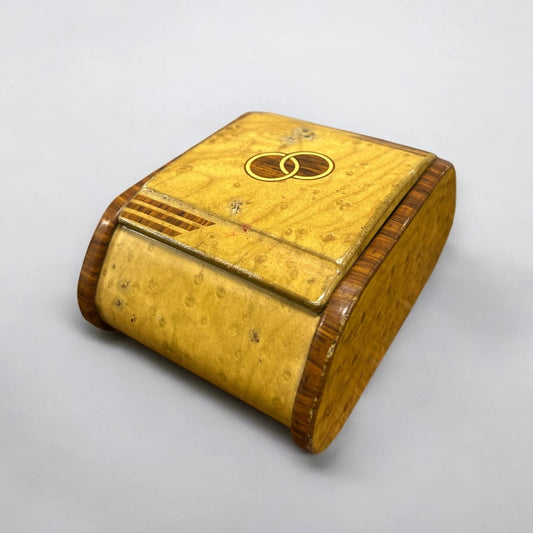 Vintage 1930s Art Deco Faux Wood Metal Storage Box