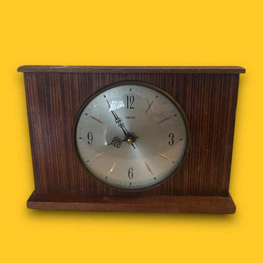 Mid Century Teak Wood Smiths Mantle Clock