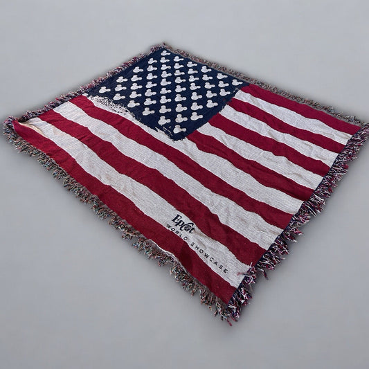 Vintage Disney Epcot Throw Tapestry Rug USA Flag