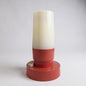 Mid Century Modern Space Age Pink and White Battery Powered Button Table Lamp