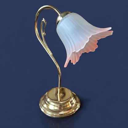 Mid Century Brass Tulip Gooseneck Table Lamp