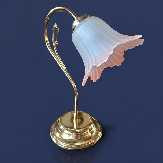 Mid Century Brass Tulip Gooseneck Table Lamp