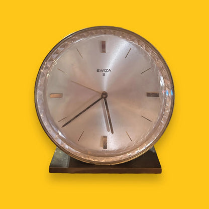Mid century Swiss round alarm clock