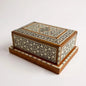 Mid Century Modern Mother of Pearl Mosaic Wood Marquetry Musical Cigarette Dispenser Box