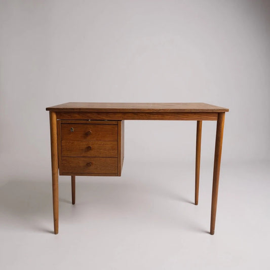 Mid Century Modern Danish Domino Desk – Vintage Floating Drawer Writing Table