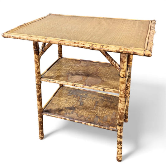 Antique Tiger Bamboo Side Table – Late Victorian Anglo-Japanese Table