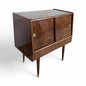 Mid-Century Walnut Record Cabinet with Sliding Doors & Drawers