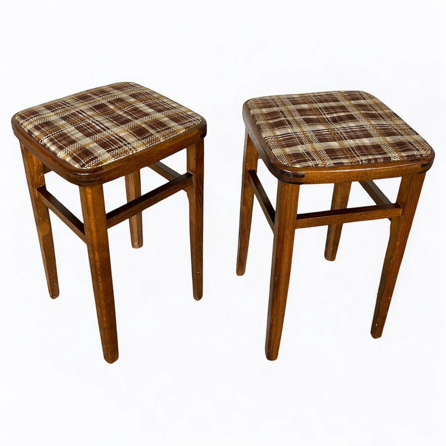 Mid century modern Czechoslovakia Pair of Short Kitchen Stools