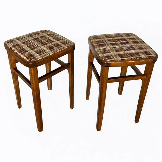 Mid century modern Czechoslovakia Pair of Short Kitchen Stools