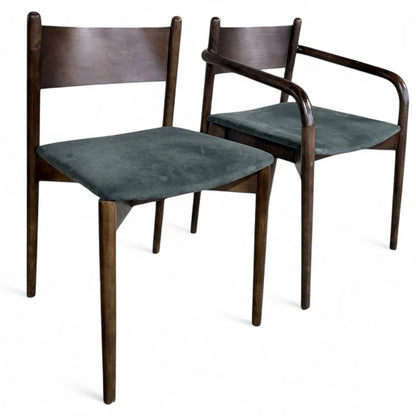 Pair of Mid-Century Modern Dark Wood Dining Chairs – Danish Style