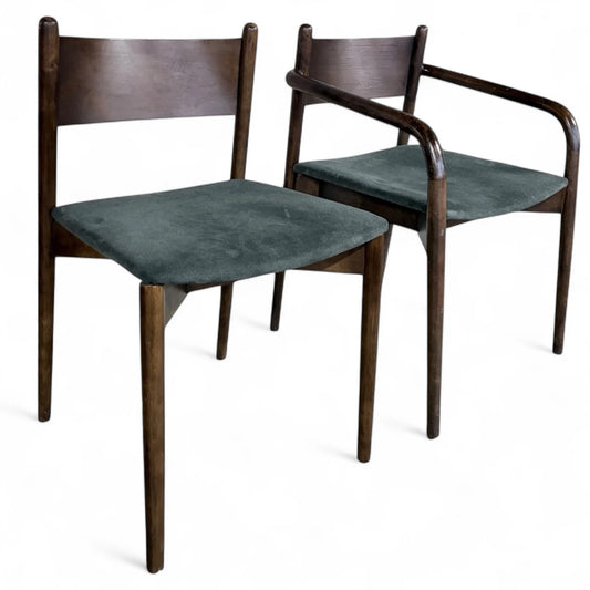 Pair of Mid-Century Modern Dark Wood Dining Chairs – Danish Style