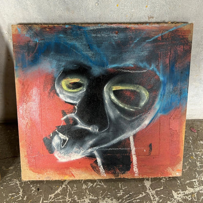 Neo-Expressionist Abstract Portrait Painting | Basquiat Style Vintage Art