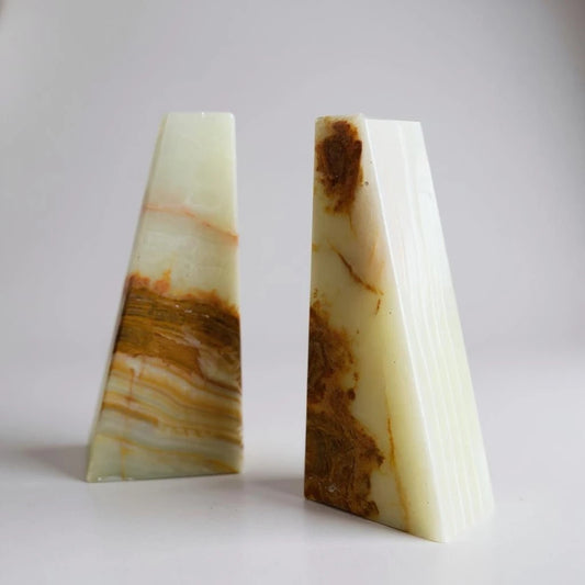 Mid Century Modern Onyx Marble Bookends