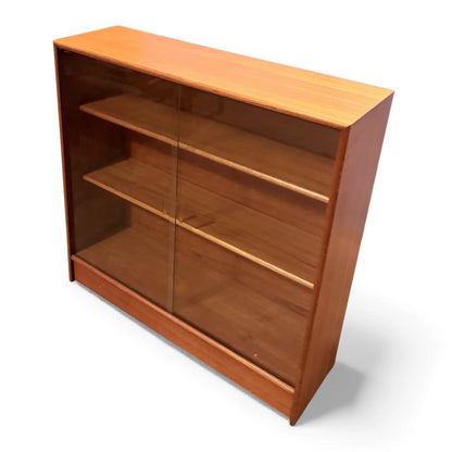 Mid Century Bookcase - Teak Sliding Glass Doors | Vintage Display Cabinet