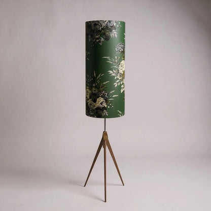 Mid Century Modern Tripod Floor Lamp | Custom William Morris Fabric Shade