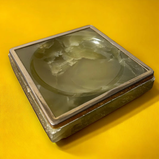 Vintage 1950s Onyx Marble Ring Dish