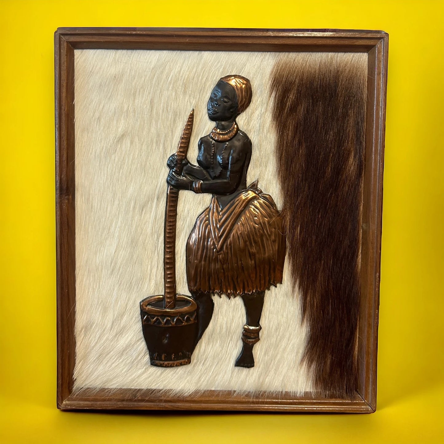 Vintage 1960s African Lady Copper Art