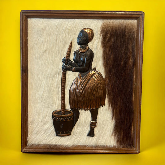 Vintage 1960s African Lady Copper Art